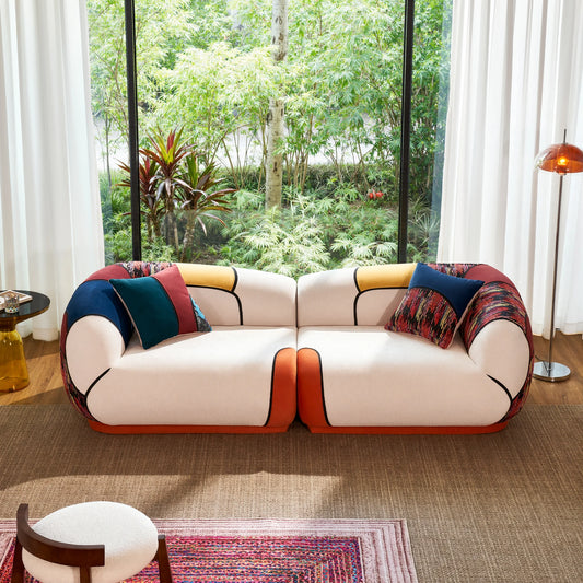 102" Oversized Modern Curved Sofa, 4-Seat, Chenille, Sectional