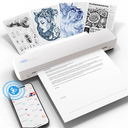 Portable A4 Thermal Printer - Inkless, Wireless, BT, USB Type-C For Android iOS