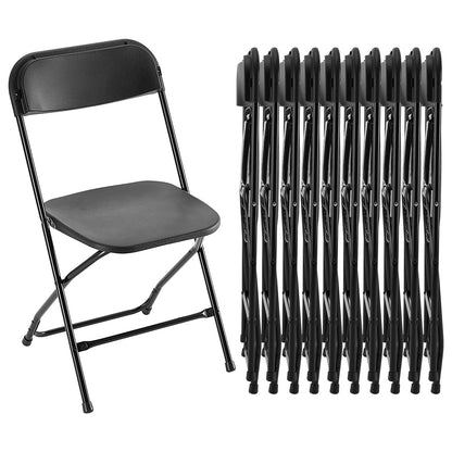 Plastic Seating/Metal Framing Folding Chairs with a 330LB Load Capacity, 10 Pack