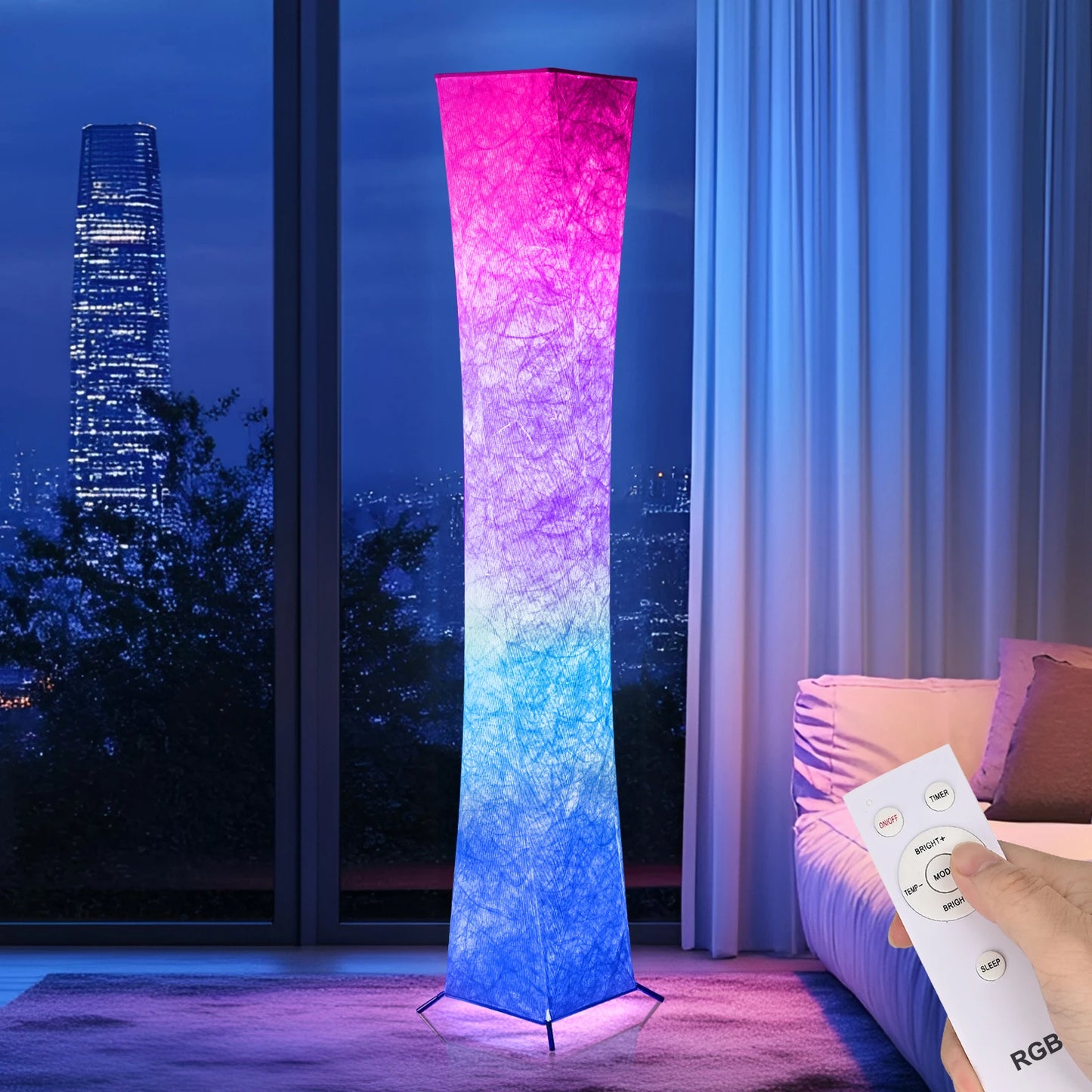Soft Light Floor Lamp, w/RGB 16 Color Changing LED Lighting, Remote Control