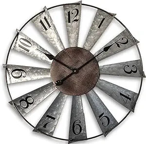 30inch Windmill Distressed Rustic Metal Wall Clocks