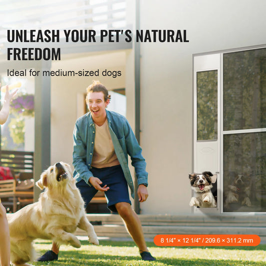 Pet Sliding Glass Door, Adjustable Height and Sizes, Aluminum Frame with Tempered Glass and Lockable