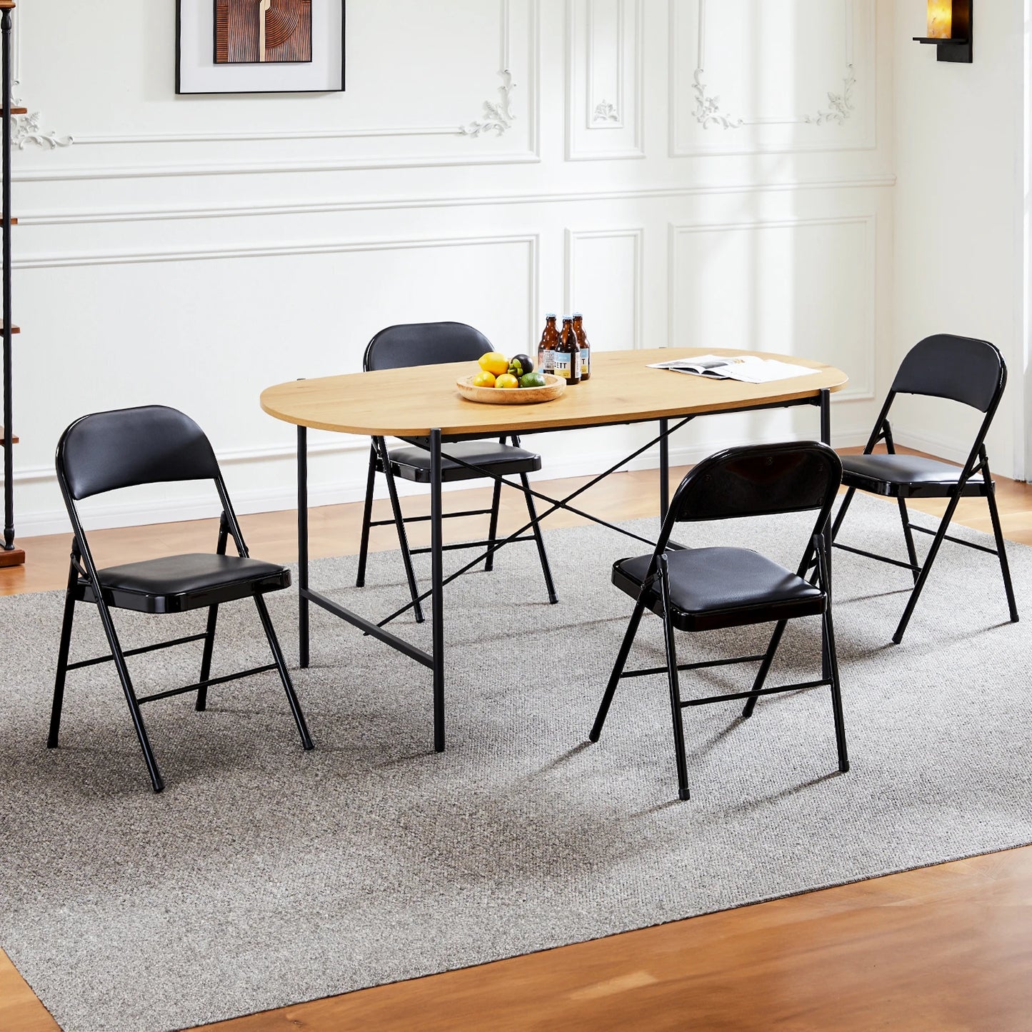 Leather Padded Folding Chair, 4 Pack, Sturdy and Durable