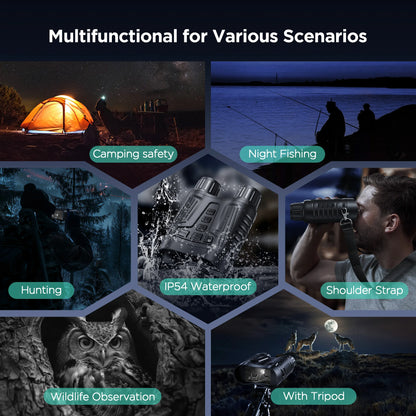 Night Vision Binoculars 8X Digital Zoom HD 1080P w/ IR Illuminator & Video Recording