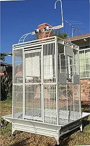 Elegant Wrought Iron Play Top Bird Cage  w/Large Interior Space, Removable Trays, On Wheels