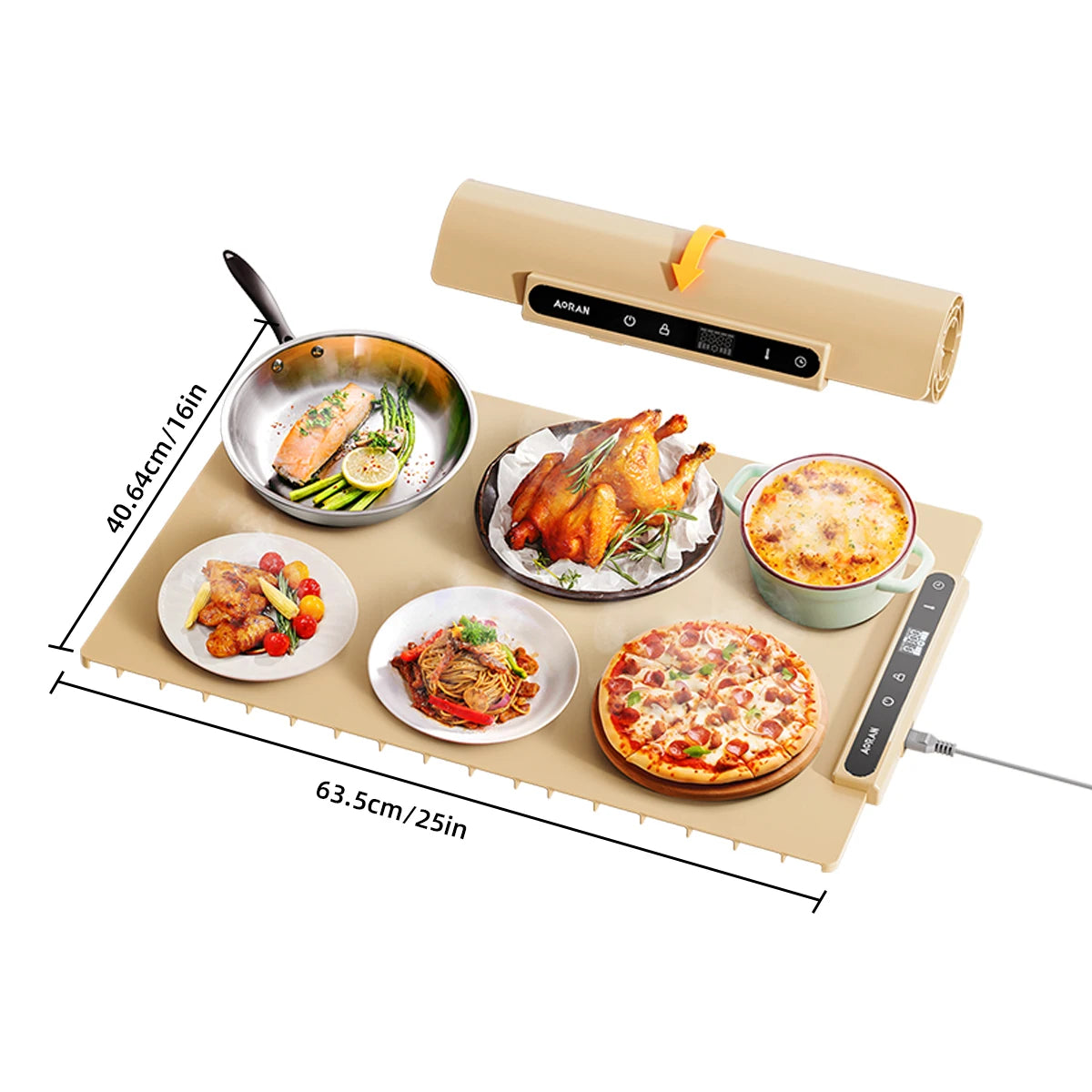 Food Warming Plate, Adjustable Temperature, Silicone Foldable with pouch