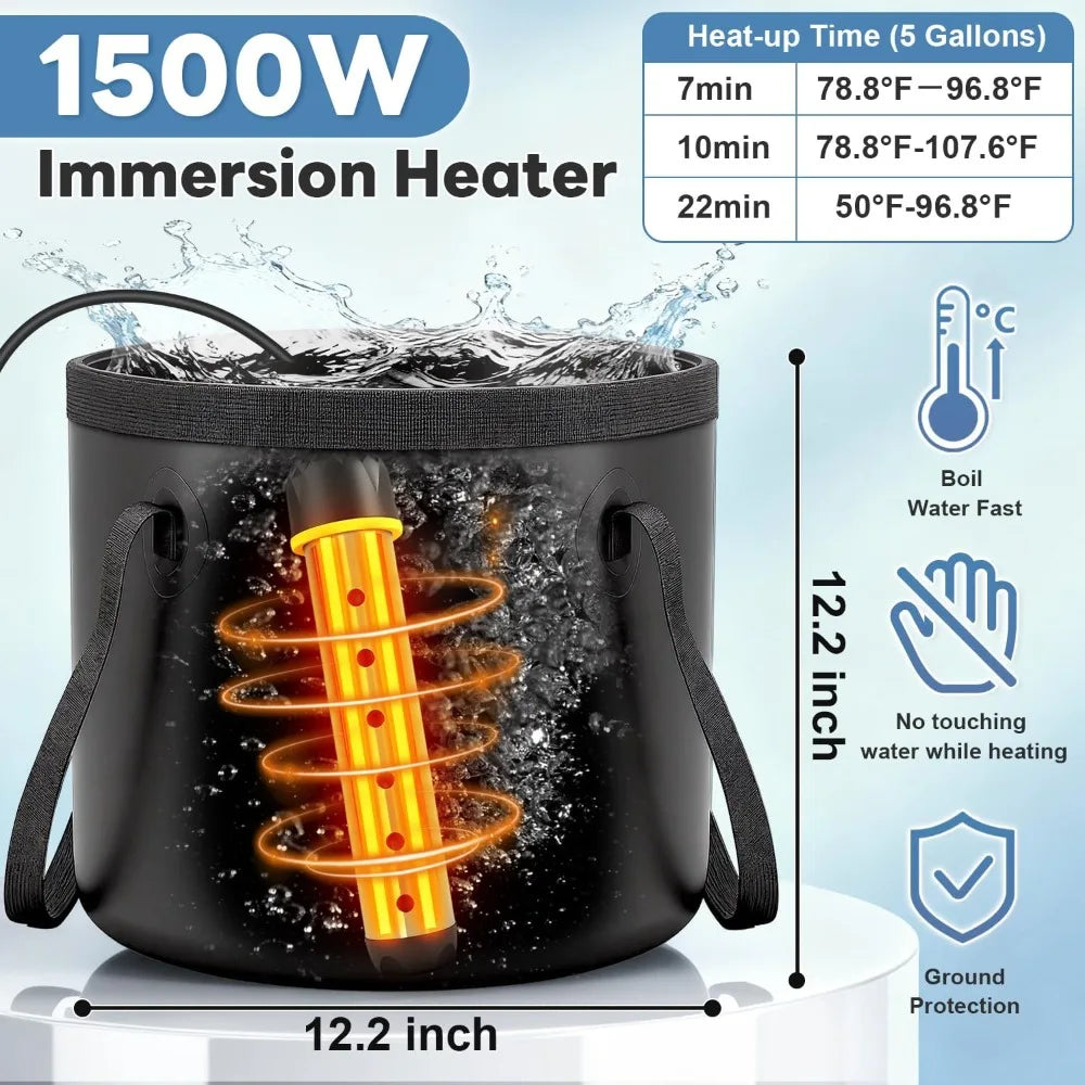 Portable Shower with Heater 1500W with Shower Head, 3 Spray Modes, Rechargeable Pump