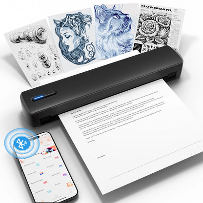 Portable A4 Thermal Printer - Inkless, Wireless, BT, USB Type-C For Android iOS