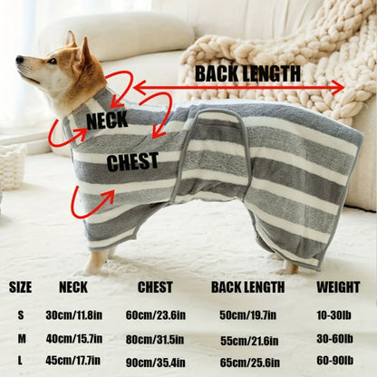 Large Dog Bathrobe/w Hood - Super Absorbent & Quick-Dry Pet Towel for All Breeds