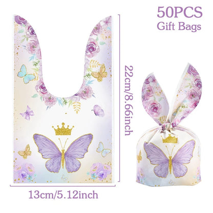 50pcs Rabbit Ear Bags, Cartoon Plastic Bags for Snacks, Cookies, Candy