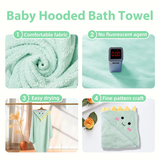 4PCS/Set Soft and Absorbent Baby Bath Towels with Hood for Ages 0 to 5 yrs