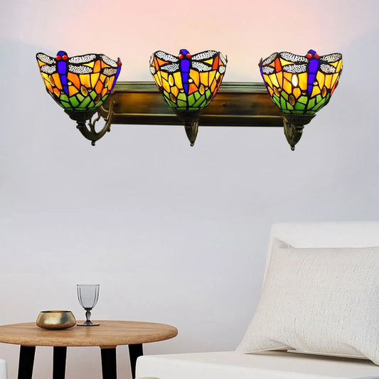 Modern Stained Glass Wall Sconce ,Victorian Tiffany Vanity Lighting