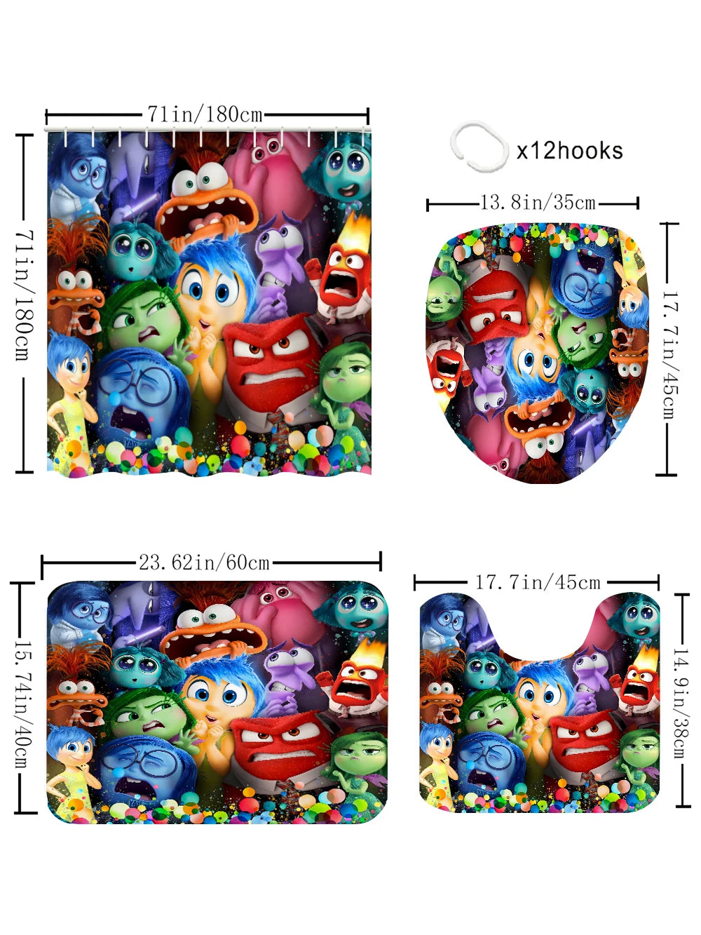 Disney Brainstorming Bathroom Four-piece Set - Avant-garde Waterproof Shower Curtain