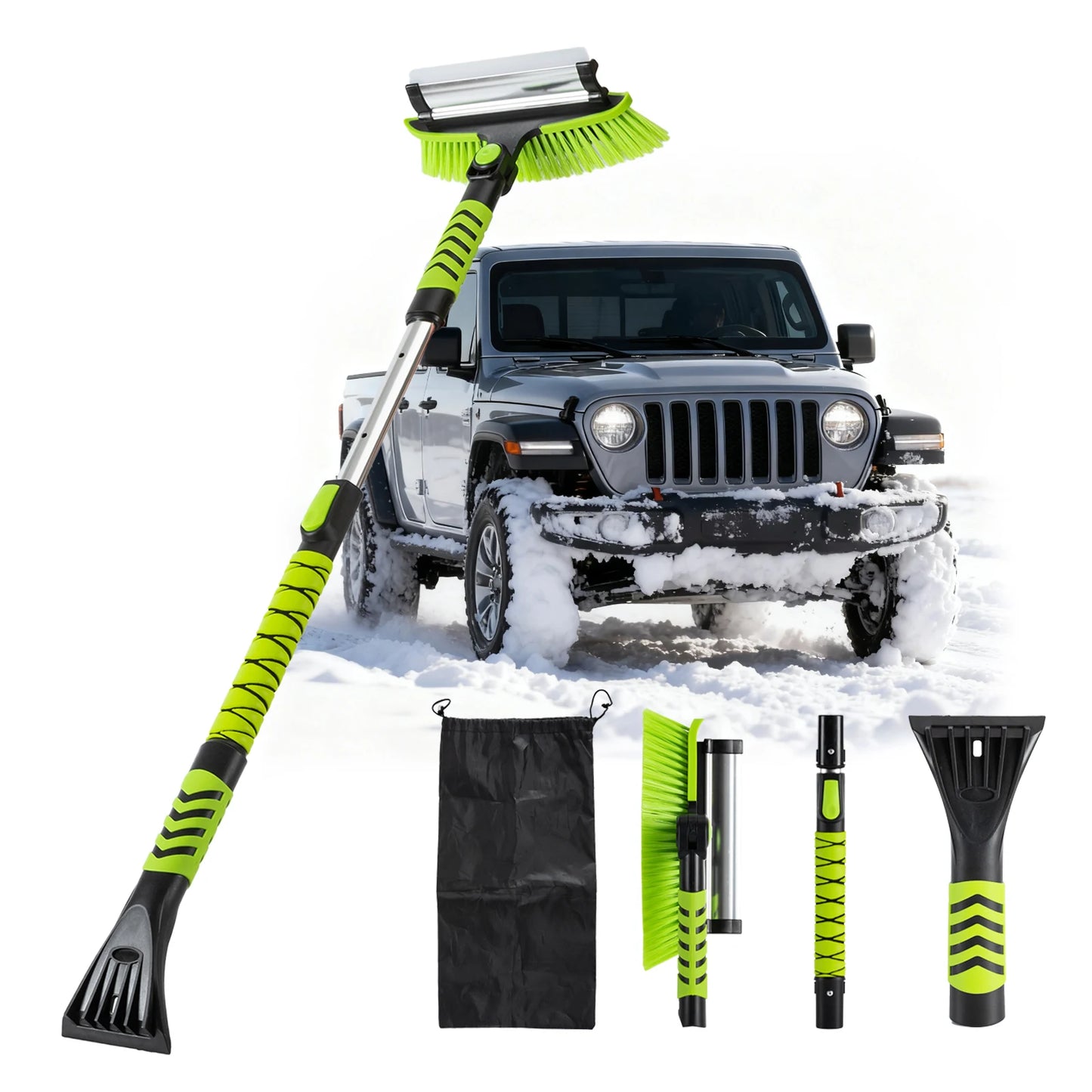 Deli Ultimate Car Snow Cleaner, 43" 2-in-1 Ice Scraper & Brush with Extendable Handle