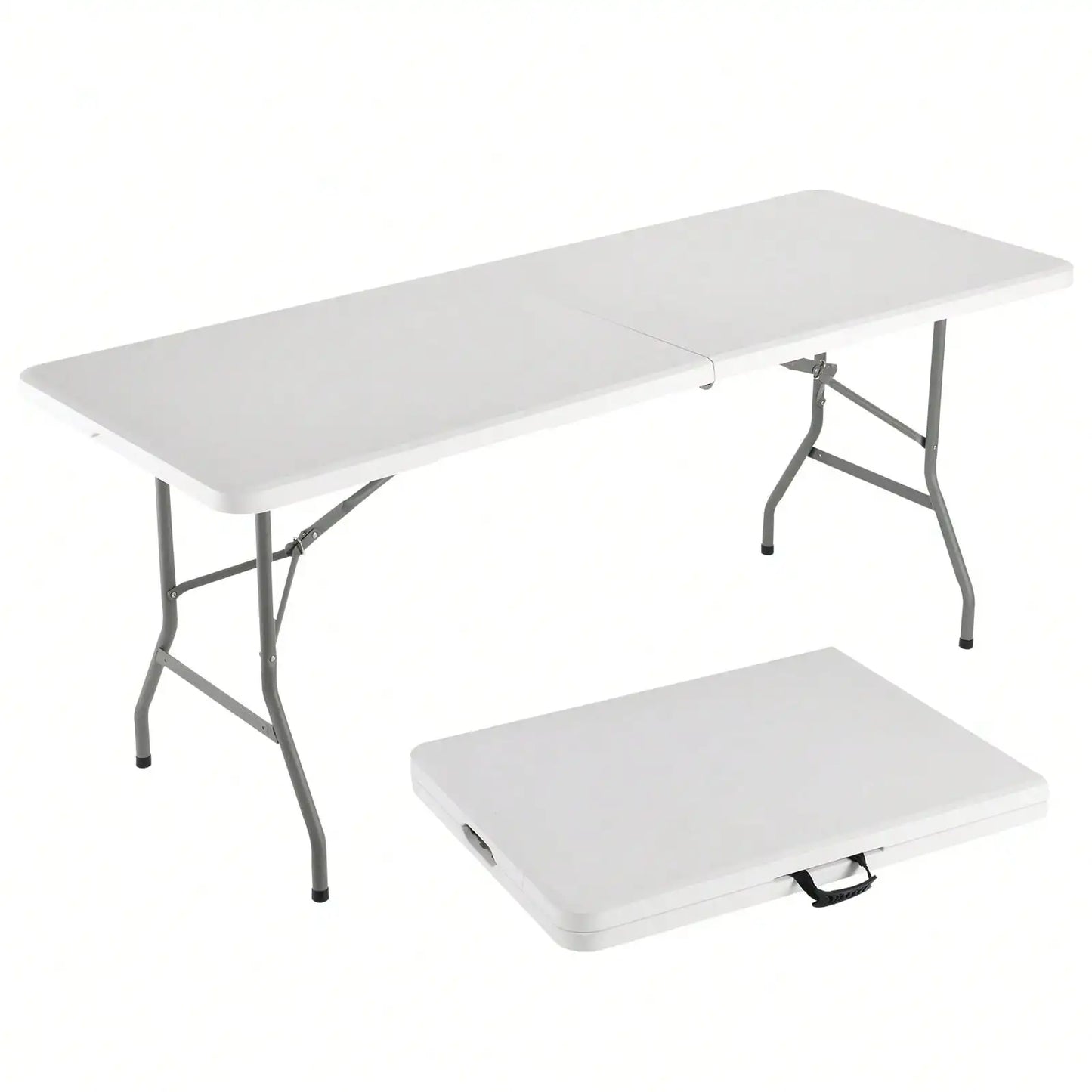 4FT/6FT Plastic Folding Table, HDPE Portable With Locking Legs and Handle
