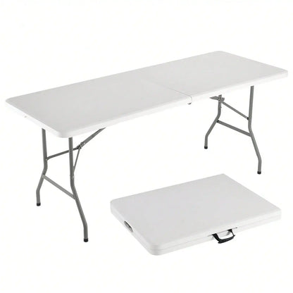 4FT/6FT Plastic Folding Table, HDPE Portable With Locking Legs and Handle