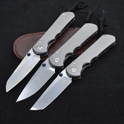 S35VN Blade w/Titanium Handle and Sheath-Stone Wash Titanium Alloy
