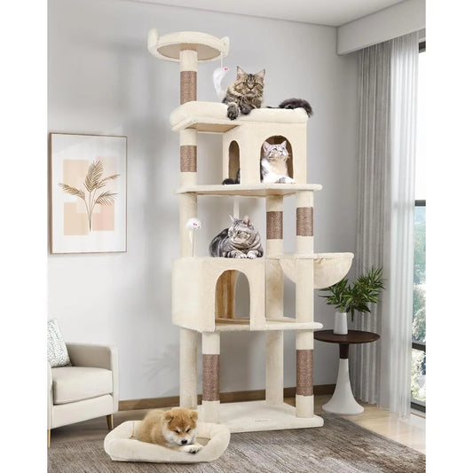 Heavy Duty 72" Cat Tree Tower, Comfortably Cushioned, Sturdy and Stable with Pet Bed