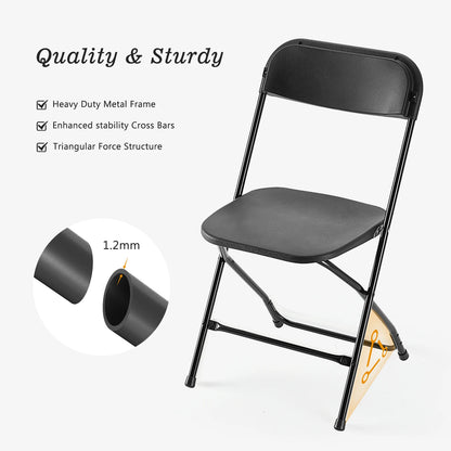 Plastic Seating/Metal Framing Folding Chairs with a 330LB Load Capacity, 10 Pack