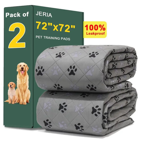 2 Pack 72 x 72 Pet Waterproof Non Slip Pee Pads, Washable and Leakproof