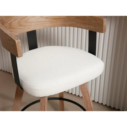 Modern Swivel Bar Stools, Set of 4, 26" Upholstered Counter Height with Footrest