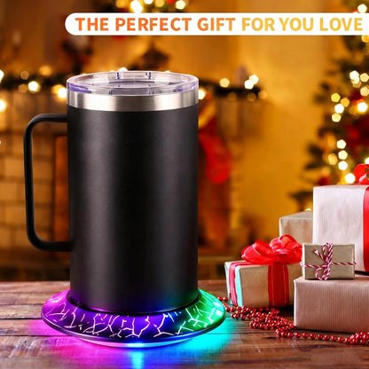 Heated Coffee Mug with Lid and Glow Warmer, 17oz, with PD Charger and USB Cable - Auto Shut Off
