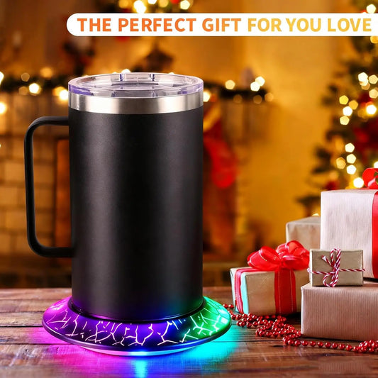 Heated Coffee Mug with Lid and Glow Warmer, 17oz, with PD Charger and USB Cable - Auto Shut Off