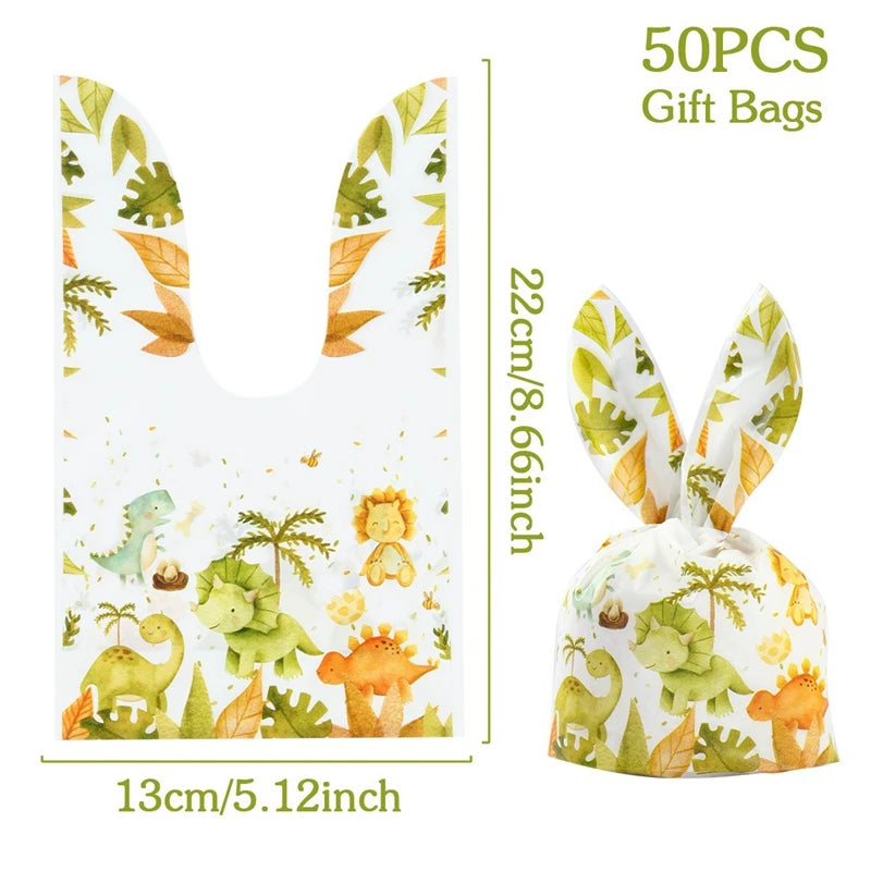 50pcs Rabbit Ear Bags, Cartoon Plastic Bags for Snacks, Cookies, Candy