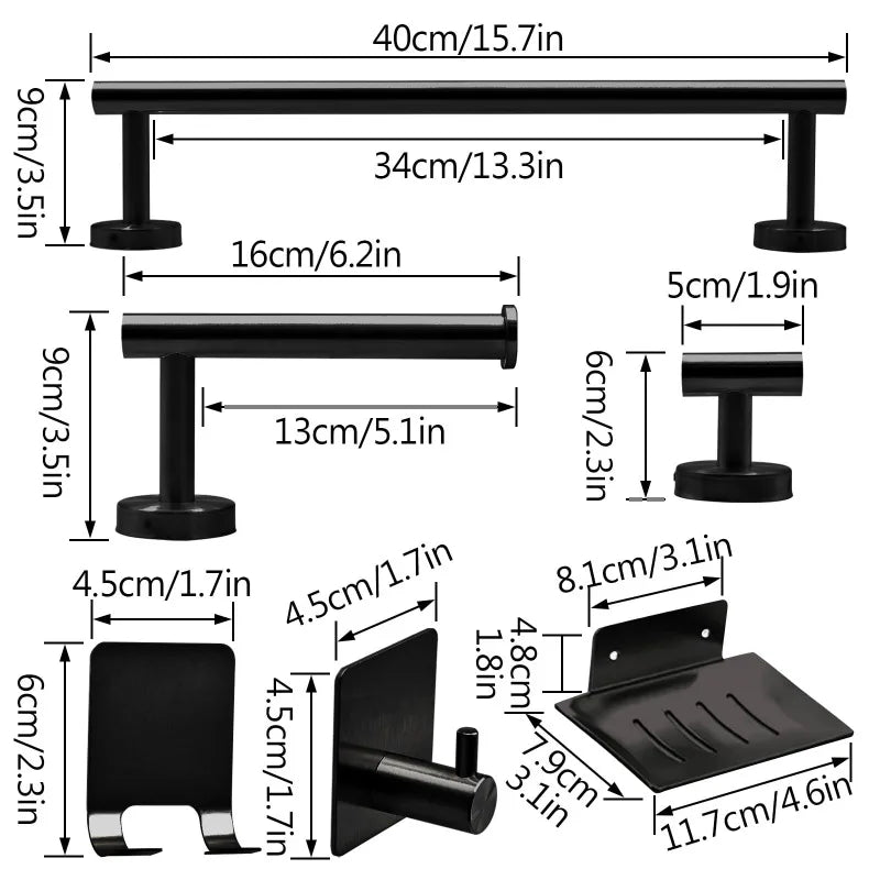7 pcs Bathroom Towel Rack, Hardware Set Included
