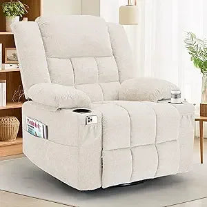Swivel Rocker Recliner with Massage, Heating, and Cup Holder