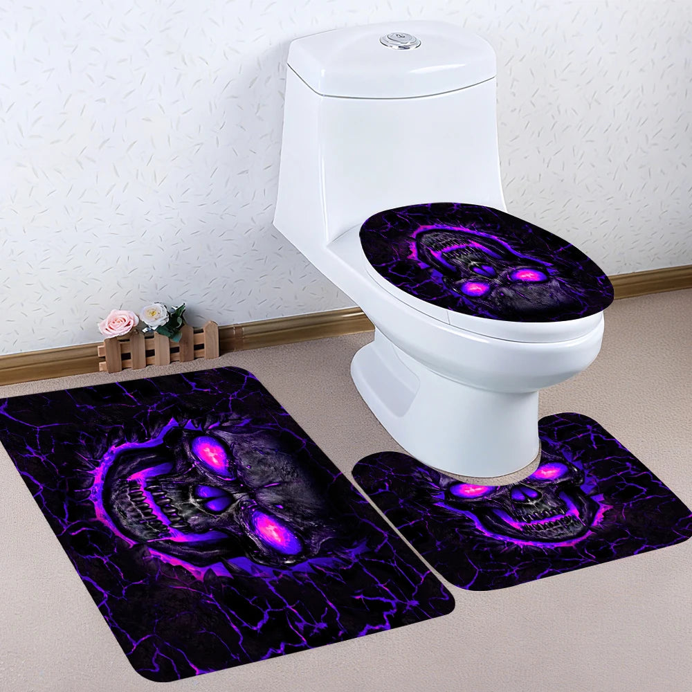 Purple Skull Bathroom Four-piece Set - Avant-garde Waterproof Shower curtain