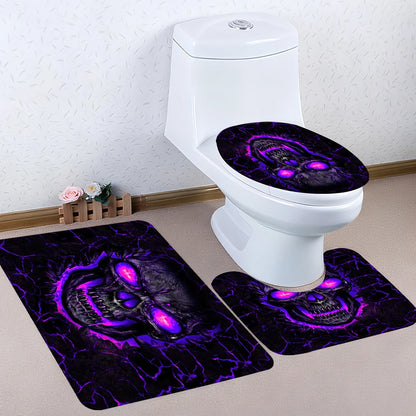 Purple Skull Bathroom Four-piece Set - Avant-garde Waterproof Shower curtain