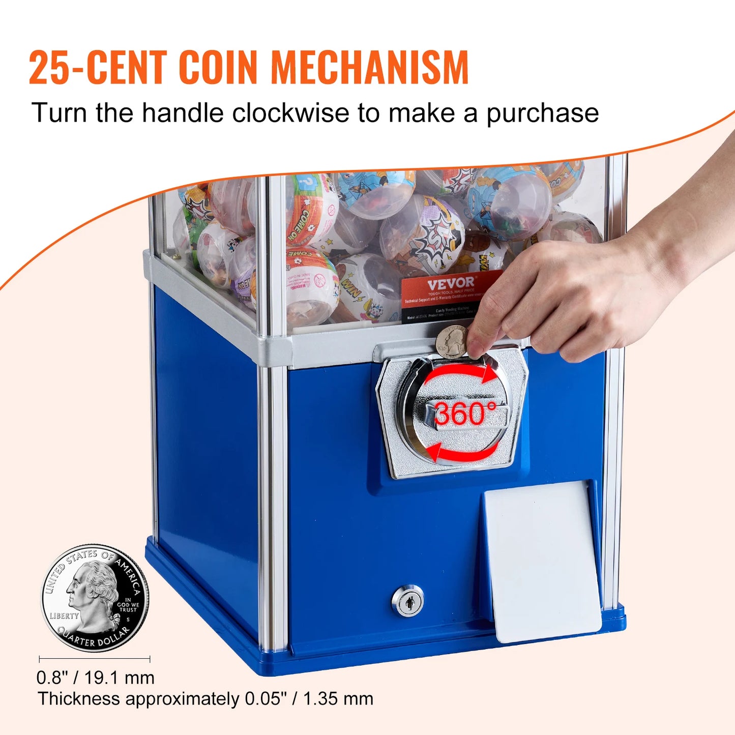 25inch Gumball Machine Coin Operated Gumball Bank