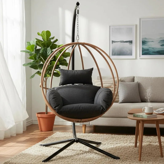 Hanging Egg Chair with Cushions, Heavy Duty, 400LBS with Stand