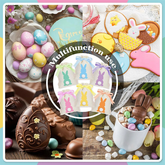 Easter Bunny Burlap Gift Bags Set of 6 - Adorable Easter Treat Bags