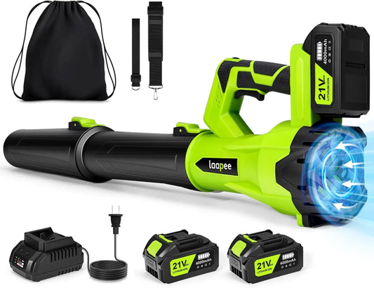 Cordless Leaf Blower/Snow Removal with 2 Batteries & Fast Charger, 6-Speed Control