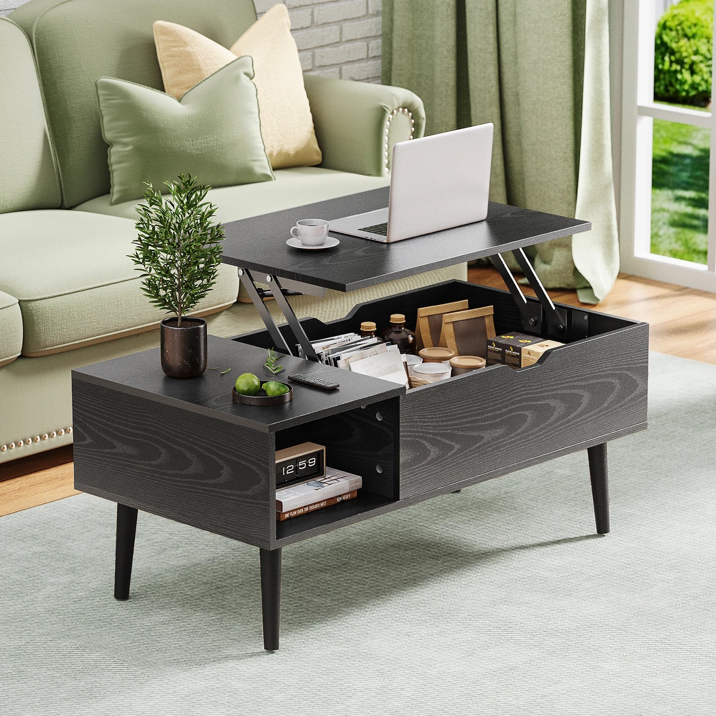 Lift Top Coffee Table w/ Hidden Storage Space w/Easy Lift