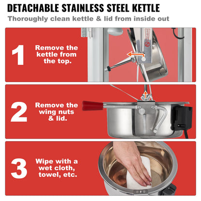 8/12Oz Automatic Electric Popcorn Maker with Scoop Spoon