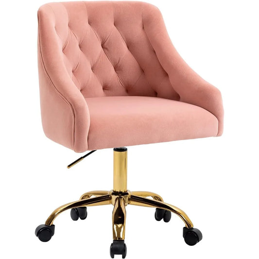 Modern Desk Chair - Comfortable, Cushioned with Velvet Fabric, Adjustable Height, and Swivel