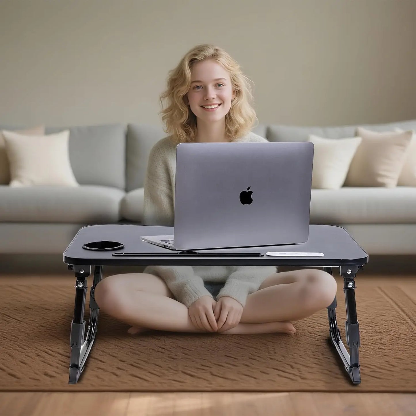 Adjustable Lap Desk - Foldable, Portable with USB Slot and Drawer