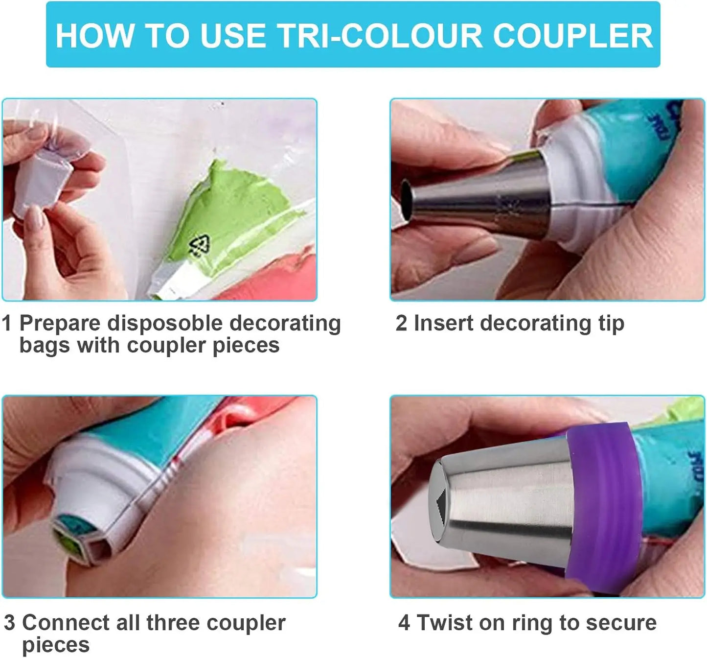 47-Piece Russian Piping Tips Set with Flower Nozzles, Leaf Tips, Couplers, and Baking Bags