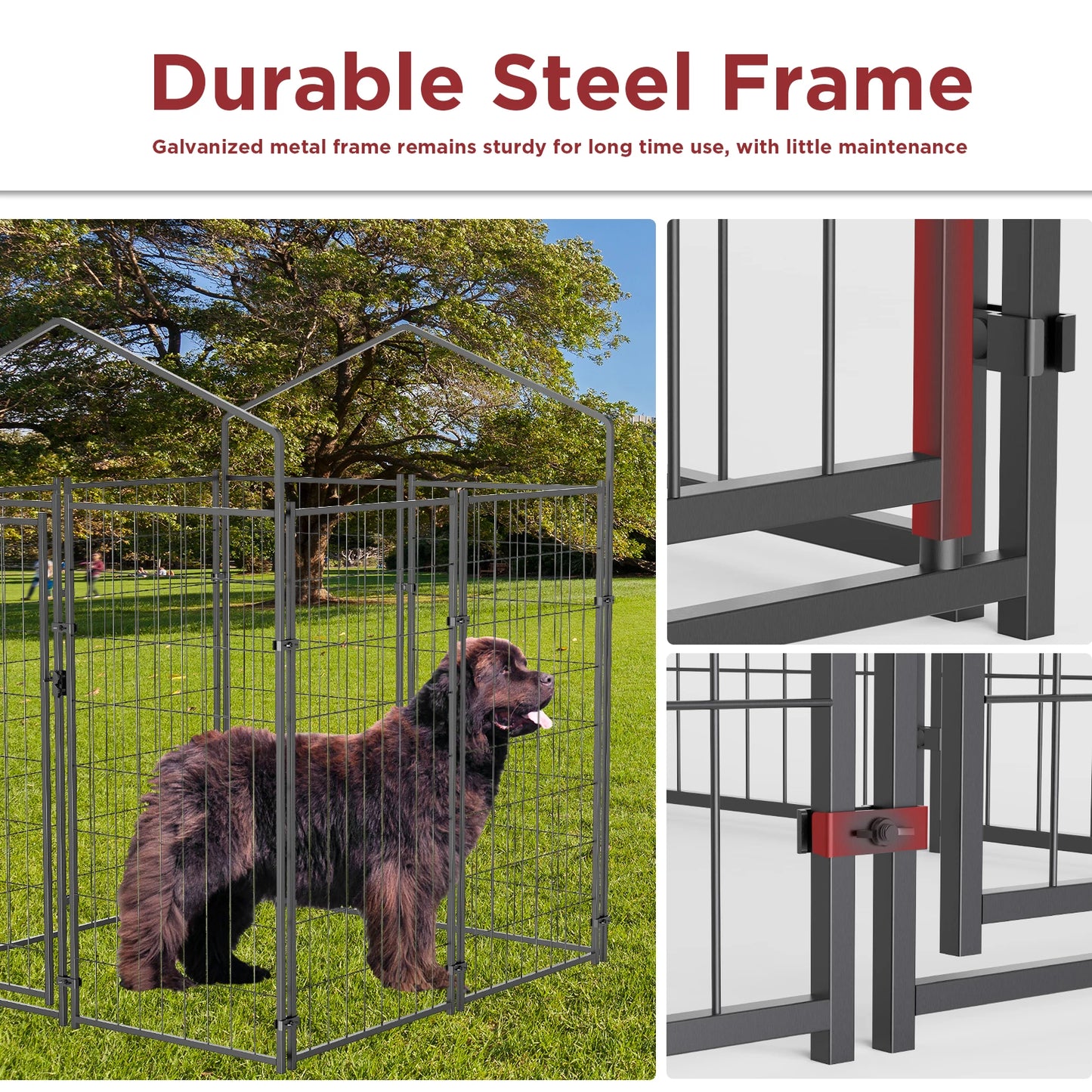Large Pet Enclosure, Welded Wire with UV Protection, Waterproof  Roof Cover Heavy Duty