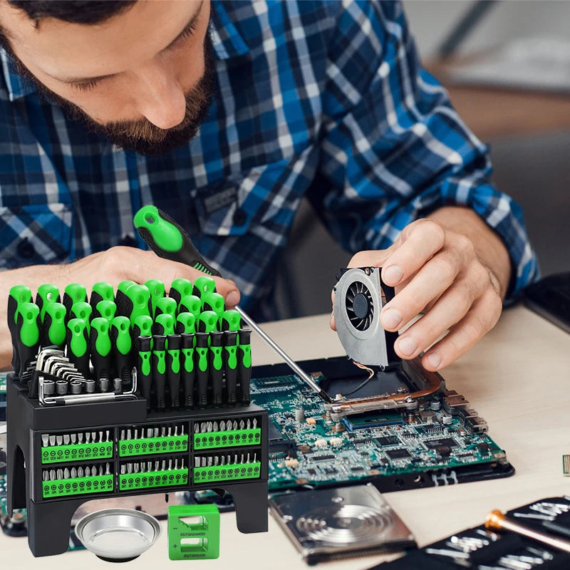 100pcs Screwdriver Set Insulated and Magnetic With Storage Tank