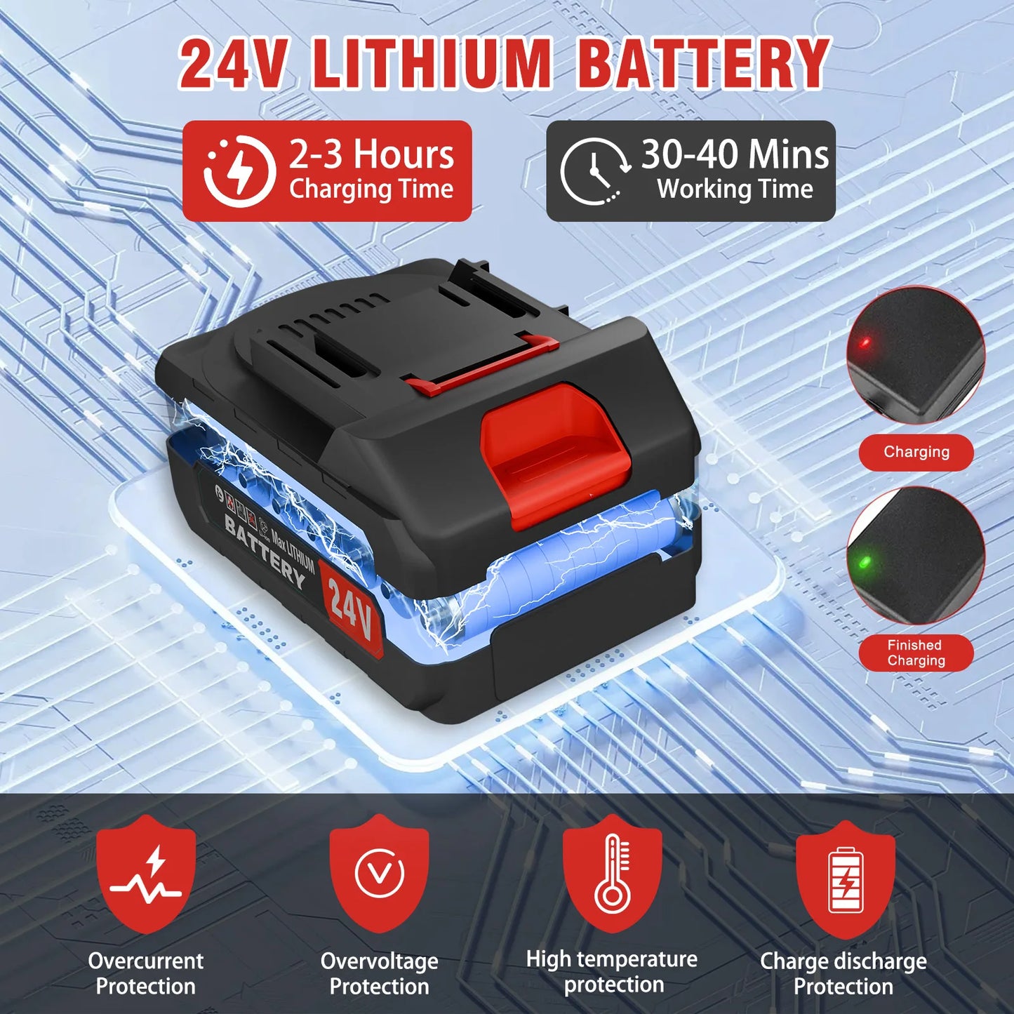 21V Cordless Grass Trimmer, 3-in-1 Brush with Wheels, 24V Lithium-ion battery