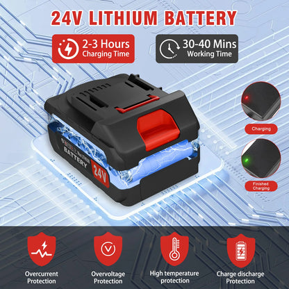 21V Cordless Grass Trimmer, 3-in-1 Brush with Wheels, 24V Lithium-ion battery