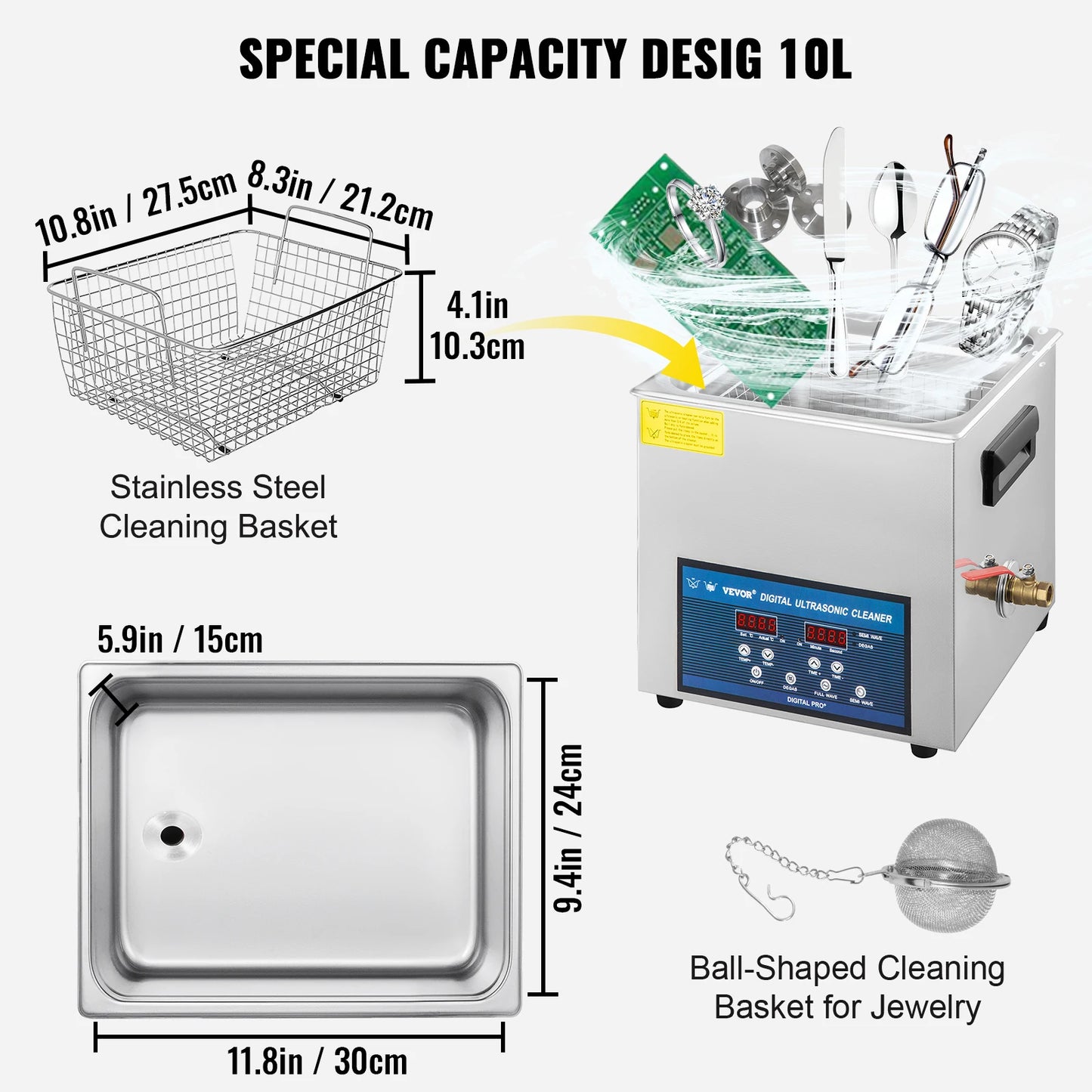 Ultrasonic Cleaner 28/40khz Dual Frequency Digital Portable Washing Machine