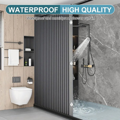 Privacy Bathroom Divider, Foldable Magnetic Shower Curtain, Waterproof with 14 Hooks