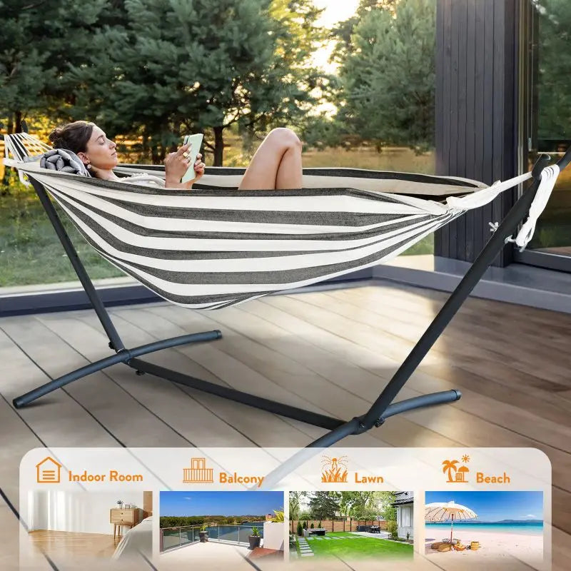 Hammock with Adjustable Stand  w/Storage Bag,