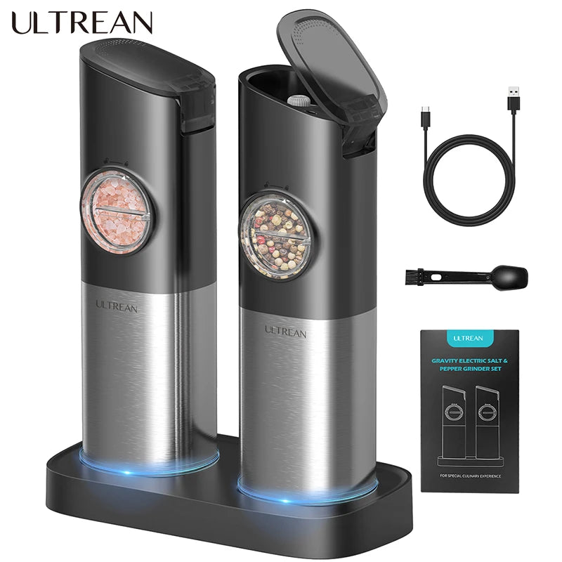 ULTREAN Salt and Pepper Grinder Electric, Stainless Steel, with Adjustable Fineness