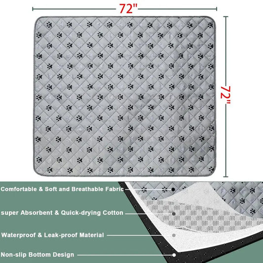 2 Pack 72 x 72 Pet Waterproof Non Slip Pee Pads, Washable and Leakproof